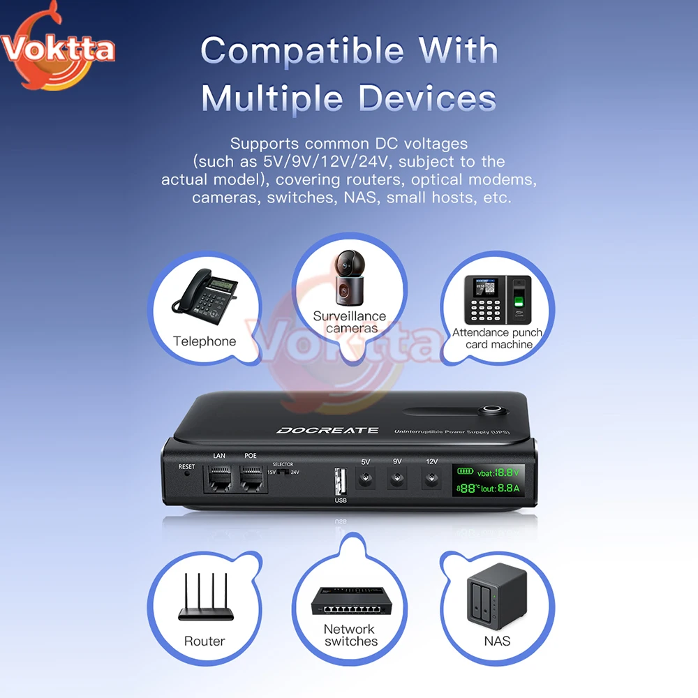 DC1036L 36 واط UPS الرقمية إمدادات الطاقة غير المنقطعة 5 فولت 9 فولت 12 فولت 15 فولت 24 فولت محول طاقة احتياطية صغيرة 18650 بطارية لجهاز توجيه واي فاي #6