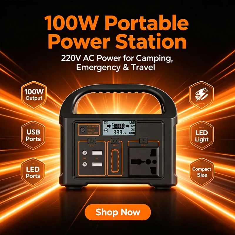 Gaiaray 100W Portable Power Station Solar Generator AC 220V 110V Emergency Power Plant LiFePO4 Charging Station 15W Solar Panel