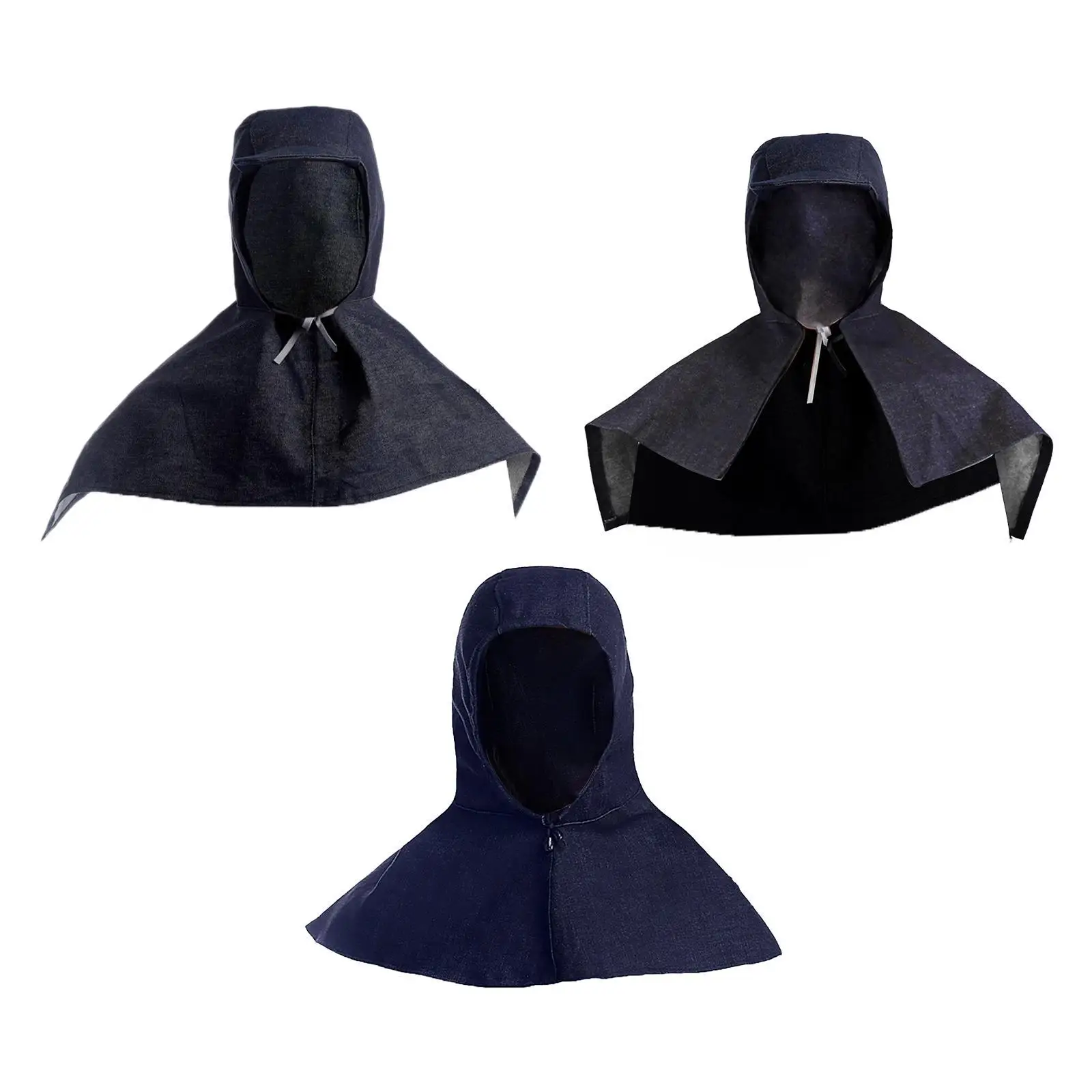 Denim Fabric Welding Hood Reusable Work Hat Headgear with Neck Shoulder Drap