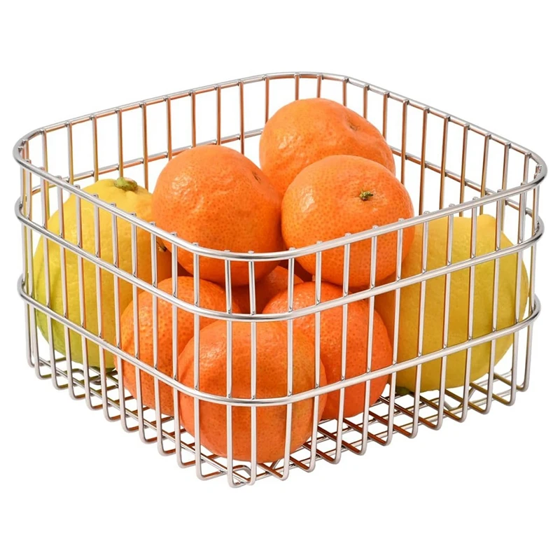 304 Stainless Steel Wire Mesh Fruit Basket Colander, 2.5L Countertop Storage Organizer for Fruits, Vegetables, Snacks Retail