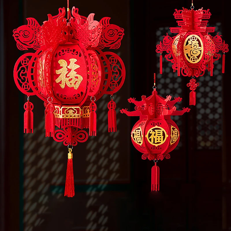 Traditional Chinese Red Lantern Chinese New Year Decoration Red Lantern With Tassel Chinese Spring Festival Decor Party Supplies