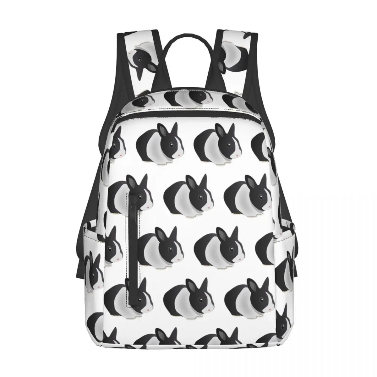 

Dutch Black And White Rabbit Backpack Large Capacity Boys Girls BookBag School Bag Shoulder Bags for Men Women