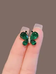 Mini Butterfly Brooches For Women Girls Exquisite Green Red Crystal Rhinestone Small Pins Corsage Clothing Accessories