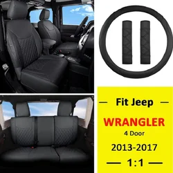 Seat Covers Full Set Durable Waterproof Leather for Pickup Truck Fit for Jeep Wrangler Unlimited 2007 to 2017