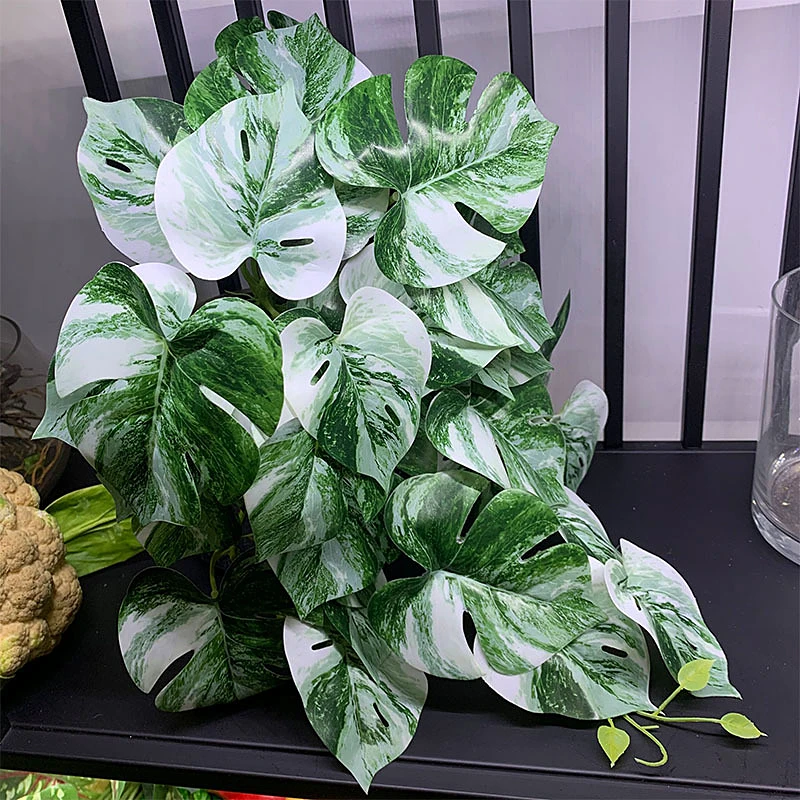 Grüne künstliche Pflanzen Simulation Wandbehang gefälschte Blatt Rattan echte Schildkröte Rattan Hochzeit Hotel Party Home Decor Accessori – Detail 7