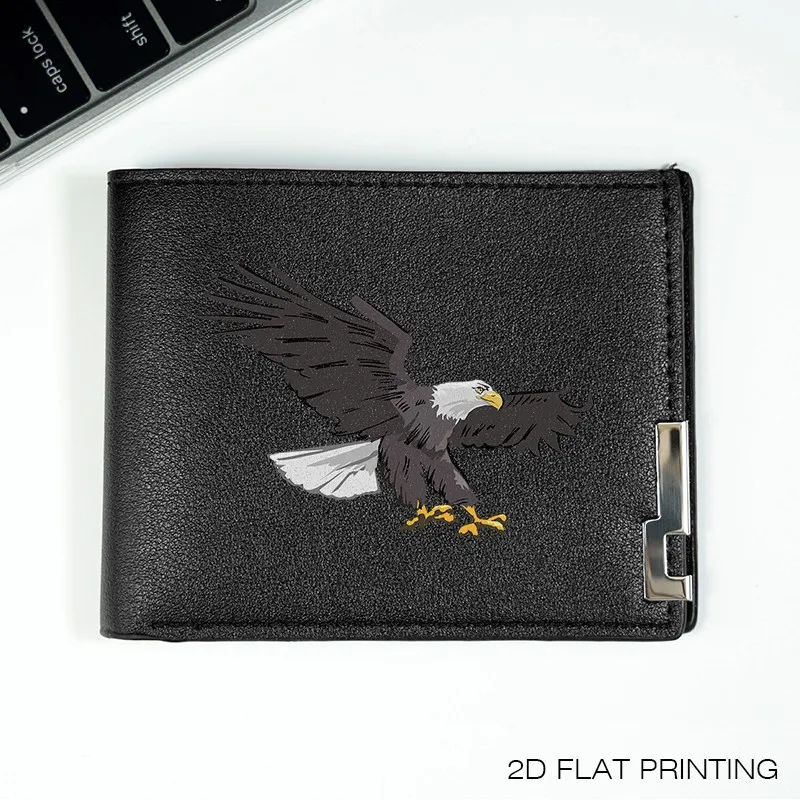 독수리 엠블럼 PU 가죽 지갑 남성용 슬림 비즈니스 스타일 내구성이 뛰어난 경량 일상 필수 패션 액세서리
