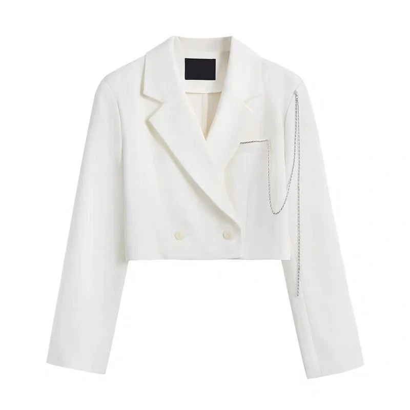 

Autumn Women'S Clothing High Quality Blazer Mid-Long Temperamet Slim-Fit Crew Zip Age-Reducing Shimmer Splied Full-Length