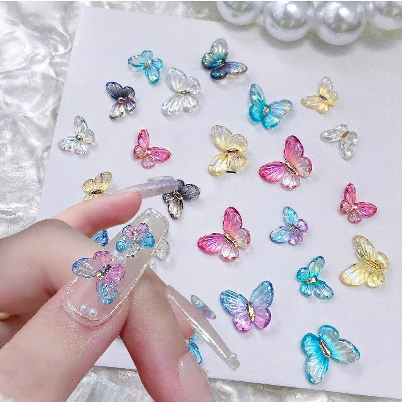 60 pezzi 3D Aurora farfalla colorata nail art fascino decorazione nail art gioielli per unghie fai da te strass per accessori artistiche per unghie