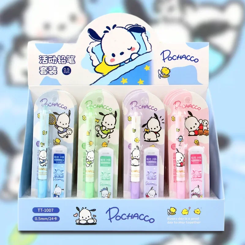 Sanrio Set Cinnamoroll Mymelody Kuromi Pochacco Cute 0.5mm Press Automatic Mechanical Pencil School Supplies Stationery Gift