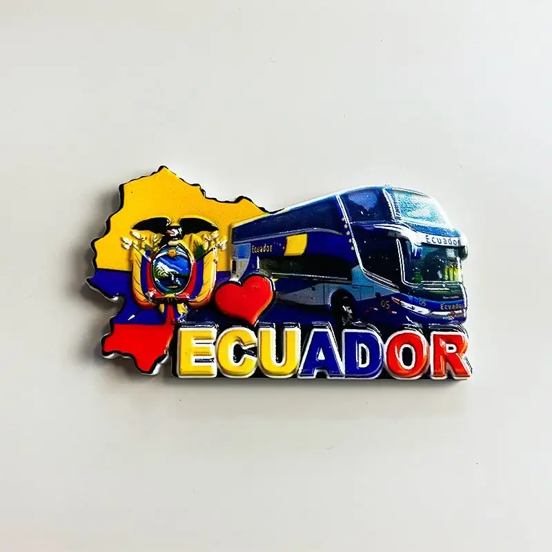 

Ecuador Creative Travel Souvenirs Refrigerator Magnet Bus MapinsDecorative Hot-Selling Gift