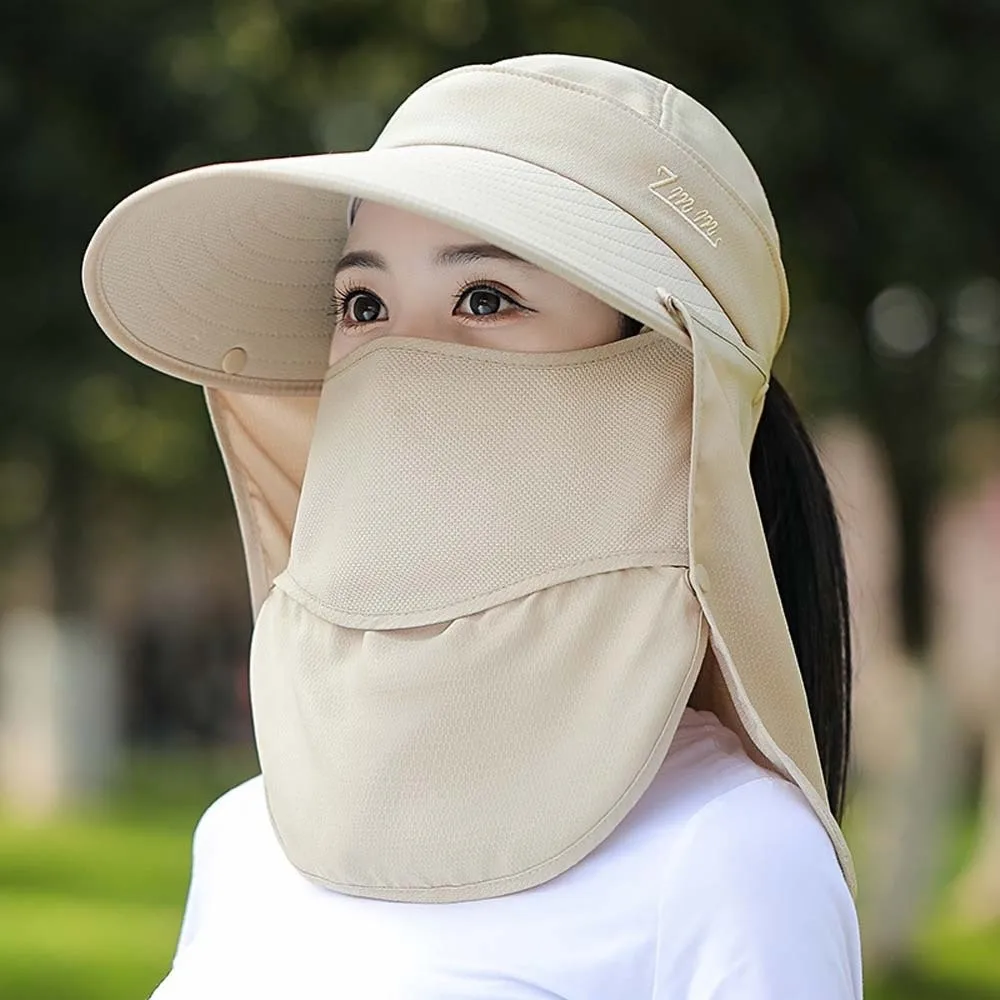 

Sun Hat Anti-UV Shawl Mask Hat Wide-Brimmed Adjustable Sunshade Shawl Cap Lightweight Polyester Neck Protection Cap Women