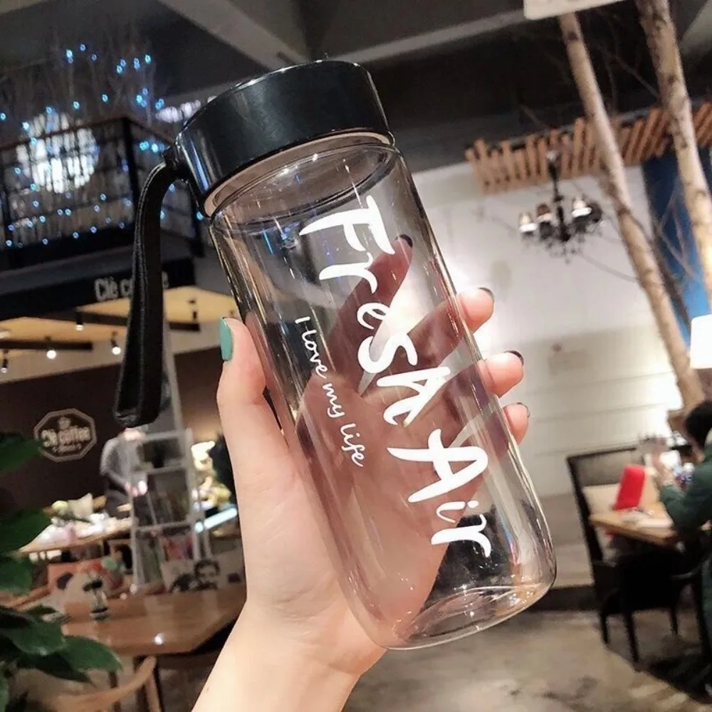 

600ml Large Capacity Water Bottles Clear Leak Proof Drink Bottle with Handle Strap Plastic Gym Fitness Drinking Bottle