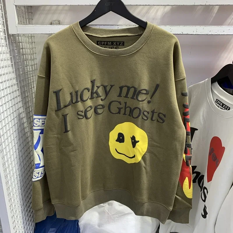 Autumn Winter CPFM Hoodies Kids See Ghosts FREEEE Letters Foaming 1:1 Kanye Men Women Casual Crewneck Pure Cotton Sweatshirt