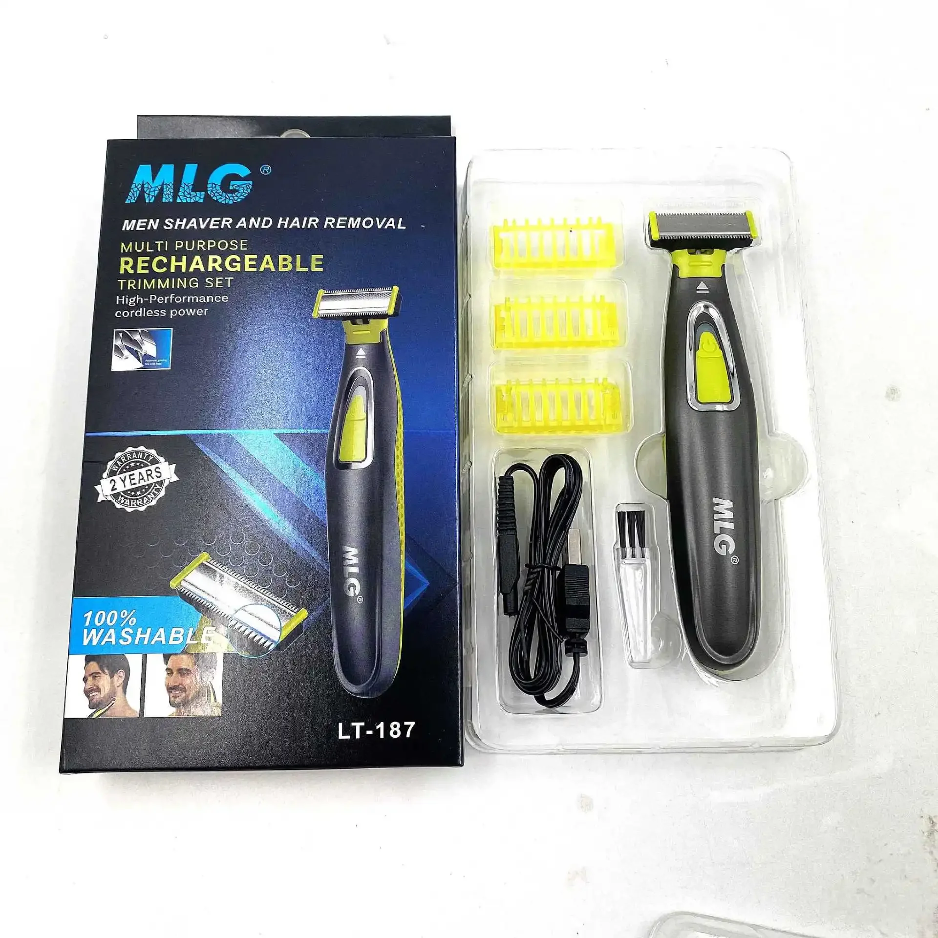 MLG-Afeitadora eléctrica lavable y recargable para hombre, máquina de afeitar para Barba, recortadora corporal, limpieza facial, cortadora de pelo