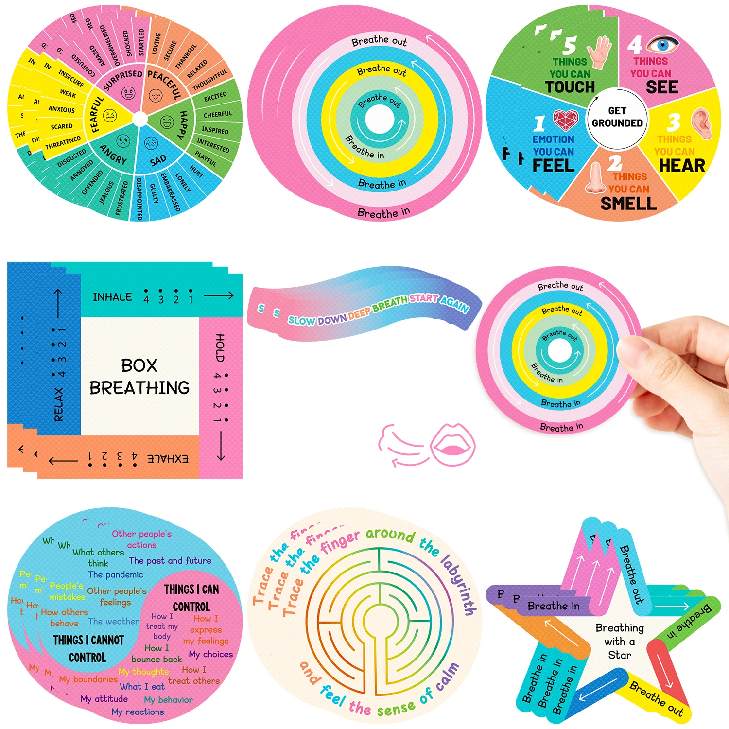 24 pièces Art sensoriel autocollants Kit pour l'anxiété sensorielle couleur Art autocollants faciles à poser brut Tactile texturé pleine conscience autocollants fournitures