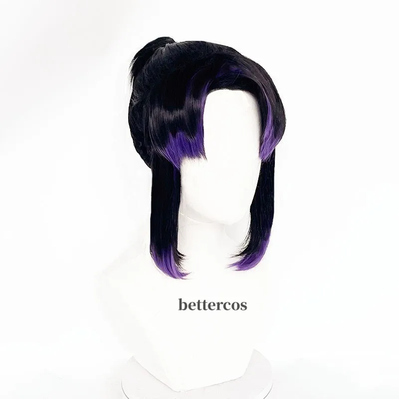 Anime Cosplay Kochou Shinobu Cosplay Wig Purple Black Heat Resistant Hair Wigs + Wig Cap