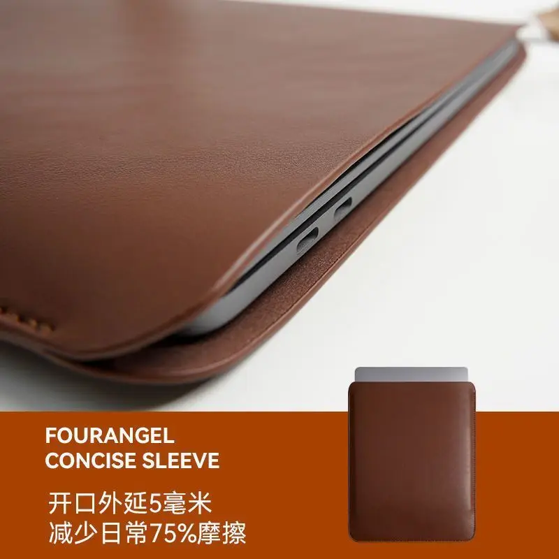 Capa protetora anti-queda para laptop, bolsa simples à prova d'água para computador, tablet, 14 polegadas, 15 polegadas, marrom, capa protetora pu