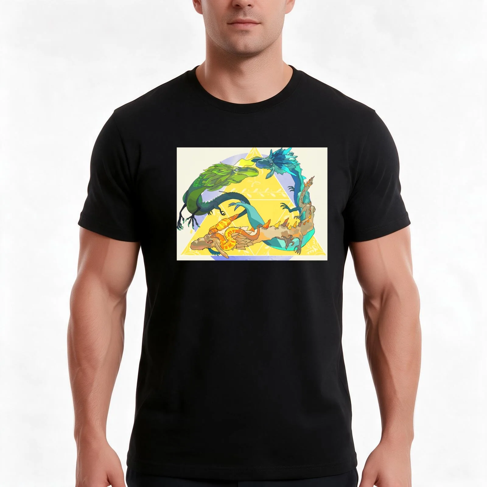 Dragons of hyrule T-Shirt, Summer Casual Cotton Tee, Oversized Streetwear Tops, Vintage Graphic Print, Loose Fit Short Sleeve