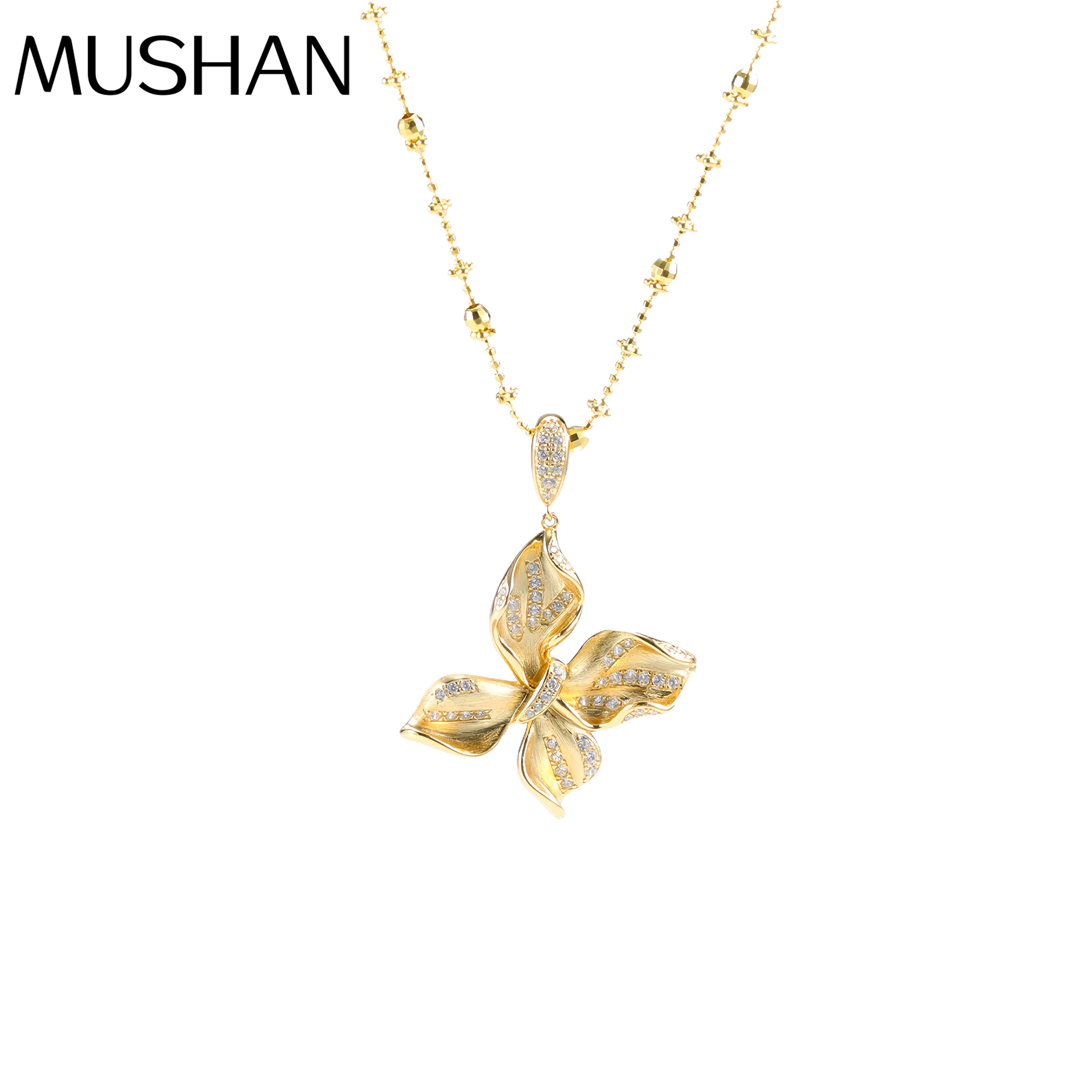 

Mushan Luxury Brand High Quality Brushed Butterfly Necklace S925 Sterling Silver Collarbone Chain Women Style Necklace Jewelry