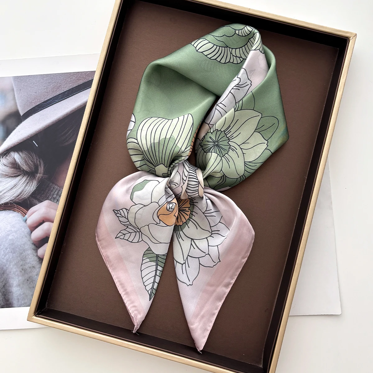 Printed Square Scarf For Women Imitation Silk Scarves Bandanas Luxury Floral Hijab Neckerchief Elegant Beach Shawl Wraps