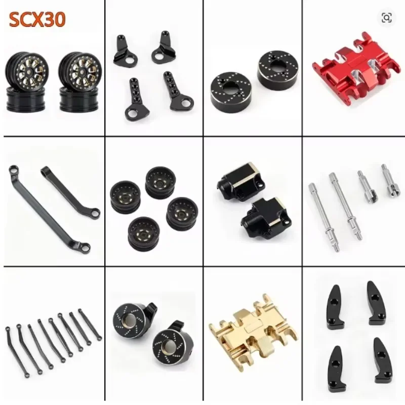 For Axial SCX30 1/30 Brass Upgrade Set - Steering Knuckles, Diff Covers&Rear Hub Weights -for AXIAL SCX30 RC car upgrade parts