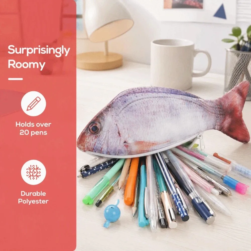 Simulation Salted Fish Shape Pen Bag Funny Novetly Fish Pencil Case Creative Cute Design Stationery Storage Bag School