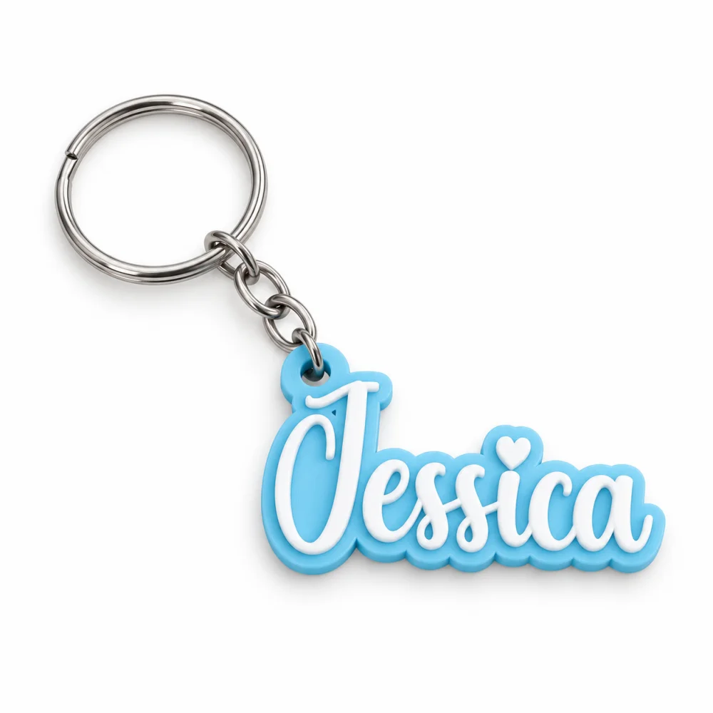 Personalized 3D Printed Name Keychain, Heart Accent