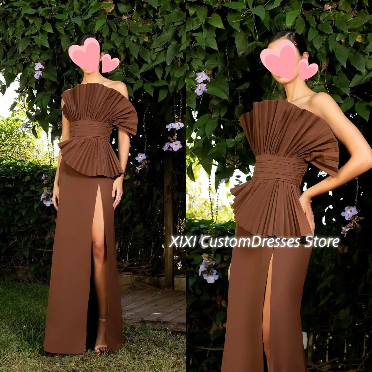 

فساتين سهرات Customize One-Shoulder Column Split Floor-Length Ruffle Women'S Evening Dresses Zipper Up Sleeveless Formal Occasio