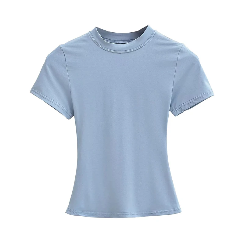 2025 New High Quality Casual T shirt Sexy Slim Short Sleeves Fashion Trend Solid Women Clothing y2k Tops, image 13