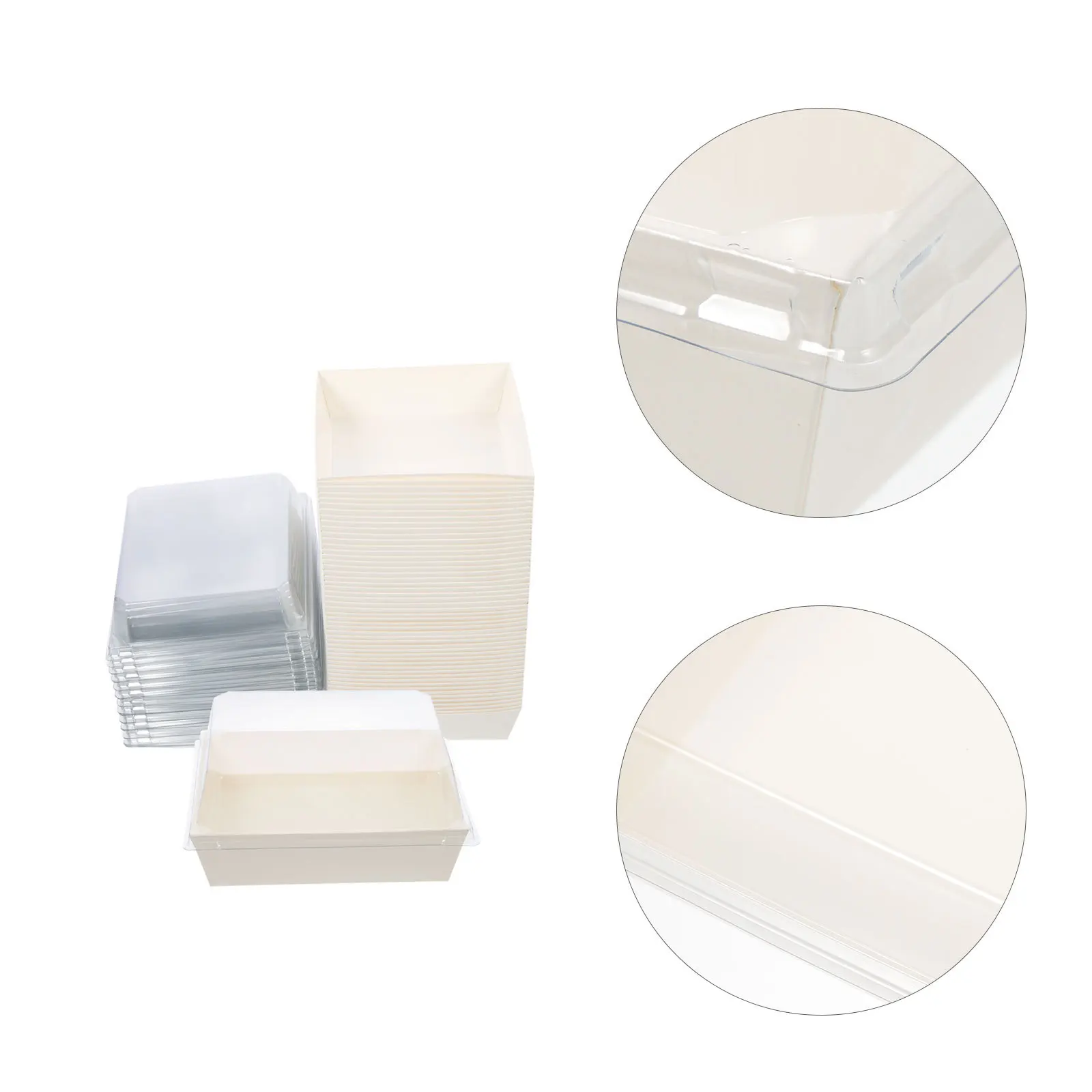 

50 шт. коробки для хлебобулочных изделий, маленькая крафт-бумага с прозрачной крышкой, коробки для торта, упаковка для десерта, контейнер для ломтиков торта, коробка для закусок, контейнер для закусок