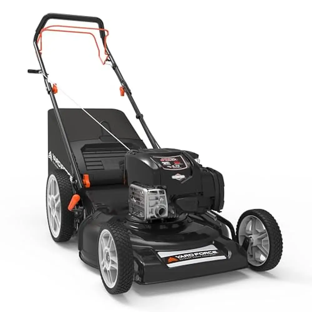 

Gas Powered Lawn Mower 150cc Engine 22-inch Steel Deck 3-in-1 Mulch Bag Side Discharge 12-inch High Rear Wheel Drive Grass Chute