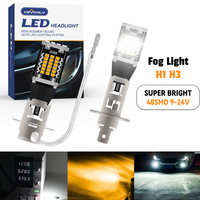 2PCS Car Fog Light 9-24V H1 LED Fog Running Light Bulb H3 LED Super Bright LED Auto Lamp Amber white No Adapter Required DRL