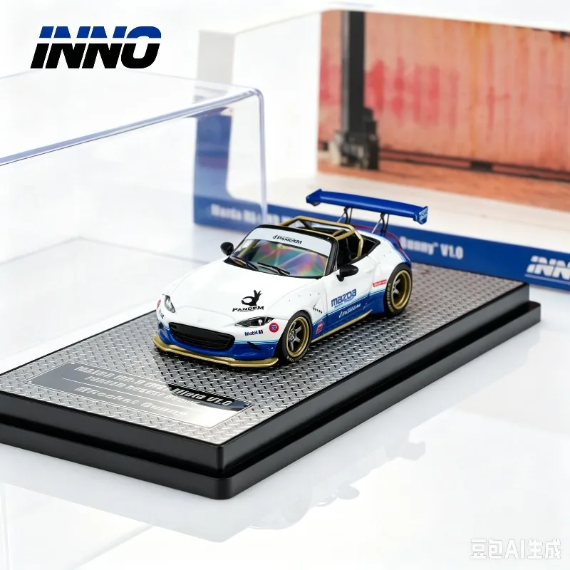 INNO 1:64 Mazda MX-5 ND Miata PANDEM Rocket Rabbit Alloy Die Casting Car Model, Small scale Ornament, Adult Collectibles.