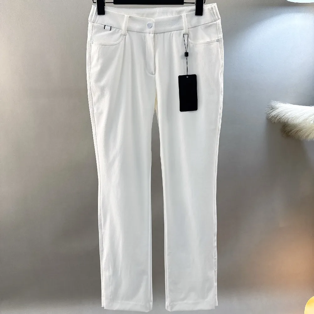 Women's Golf Straight Leg Pants 2026 Fall New Korean Style Stretch Versatile Casual Sporty Slit Hem Breathable Soft Daily Cozy