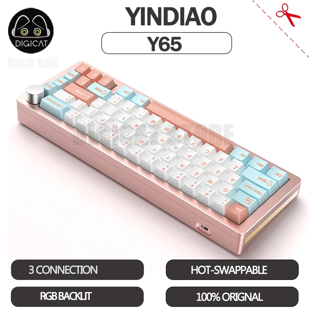 YINDIAO Y65 Mechanical Keyboards Kit Wired Esports Keyboards Shell 66keys Gasket Hot-Swap Rgb Custom Gaming Keyboard Kits Gifts