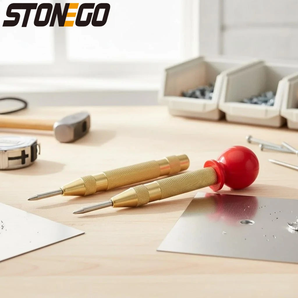 

STONEGO Automatic Center Punch Bit 130mm Spring Loaded Mark Starting Hole Center Pin Punch Hand Tool Set for DIY Repair Work