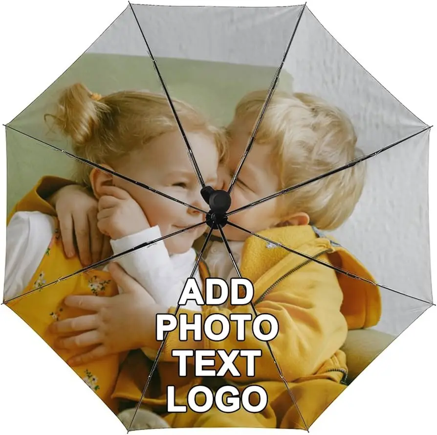 

Custom Umbrella with Logo Photo Name Personalized Folding Umbrella for Rain Sun, Corporate Gift Business Promotional Umbrella
