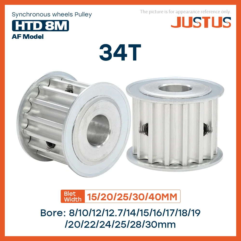 

34 Teeth HTD 8M Synchronous Pulley Bore 8-30mm Teeth Pitch 8 mm Slot Width 16/21/27/32/42 mm For 15/20/25/30/40mm 8M Timing Belt