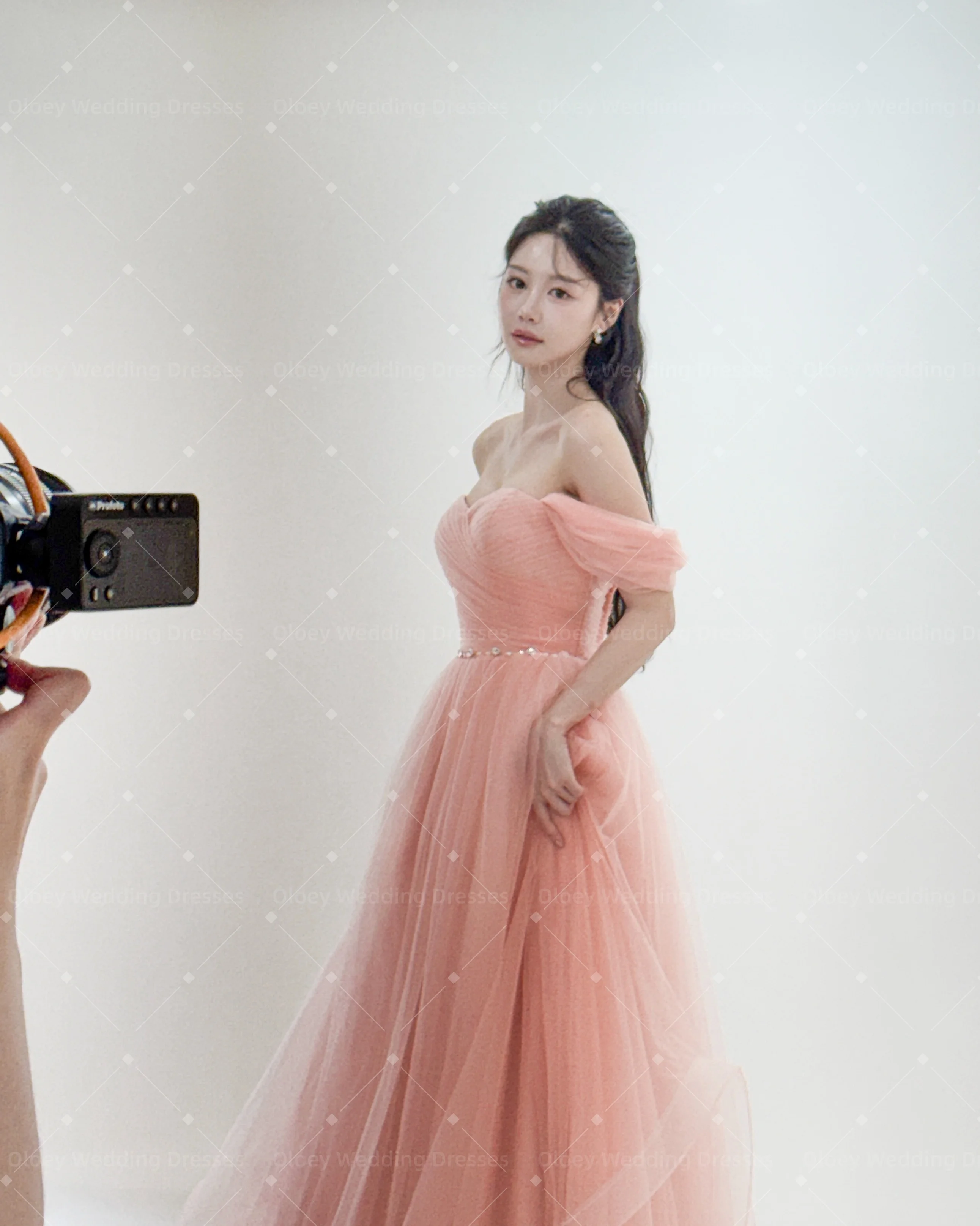 OLOEY 2026 Korean Wedding Dresses Sweetheart Off the Shoulder Evening Party Dresses Customized A Line Photo Shoot Gown