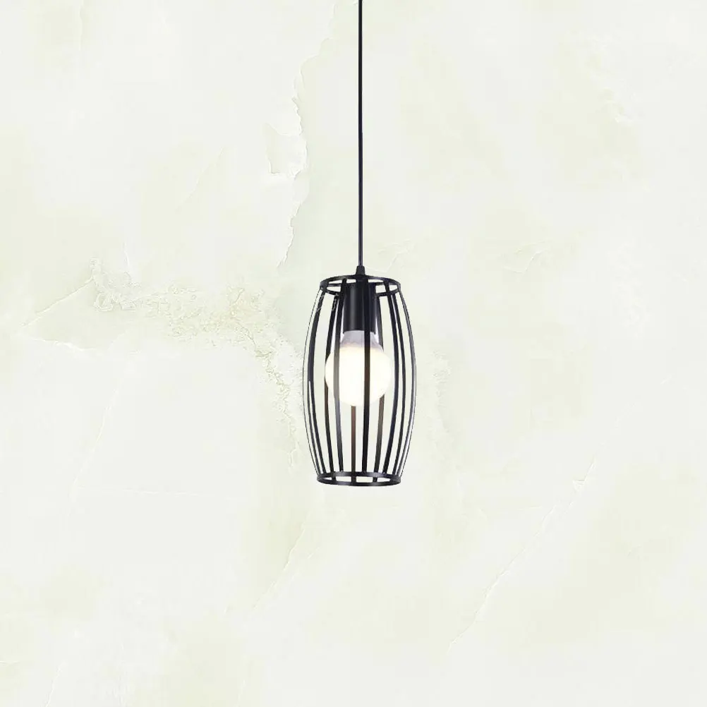 

Retro Lamp Shade For Chandelier E27 Iron Black Oval Light Cage Guard Industrial Wall Ceiling Bedroom Fixture Decorative