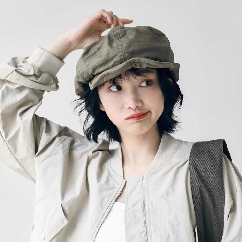 

Asymmetric Cloud Beret Cap Street Style Big Head Circumference Retro Octagonal Hat Japanese Style Polyester Women Artist Hat Men
