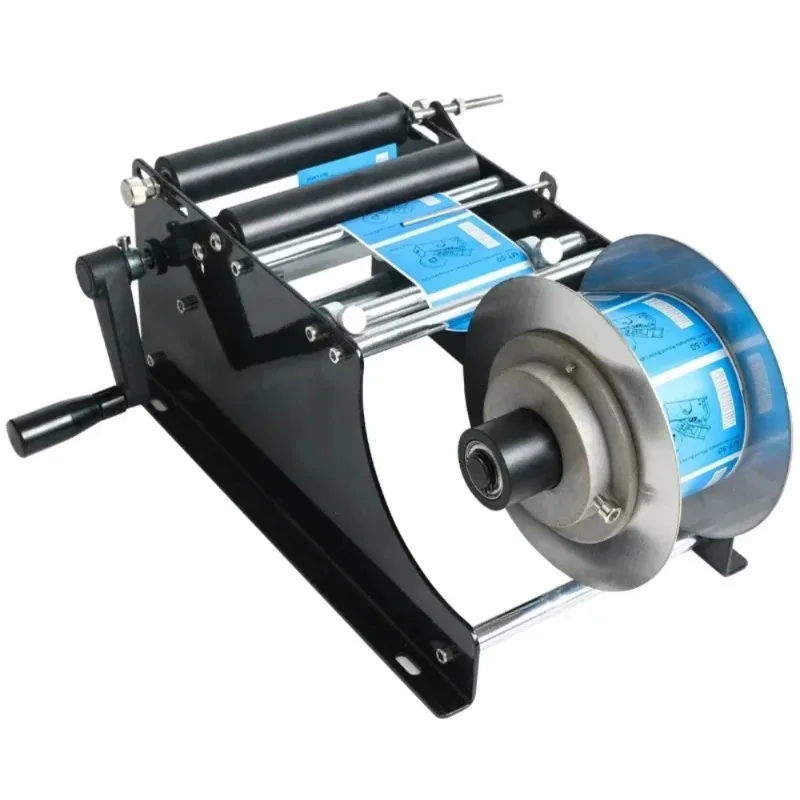 Manual Hand Cranked Labeling Machine - Simple Round Bottle/Can Label Applicator for Adhesive Labels Home Small Business Use