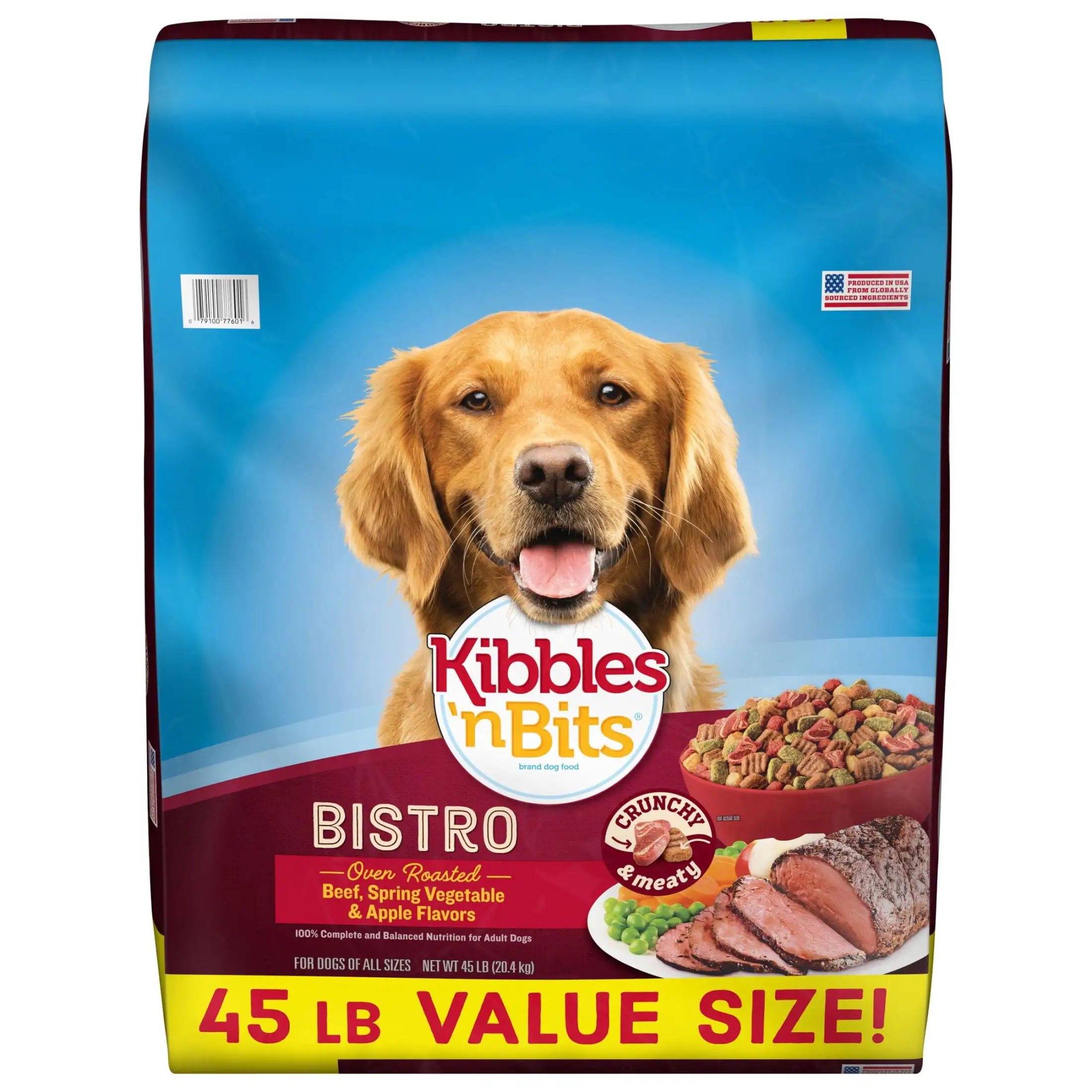 

Kibbles'N Bits Bistro Oven Roasted Beef, Spring Vegetable & Apple Flavor Dog Food, 45 Pounds