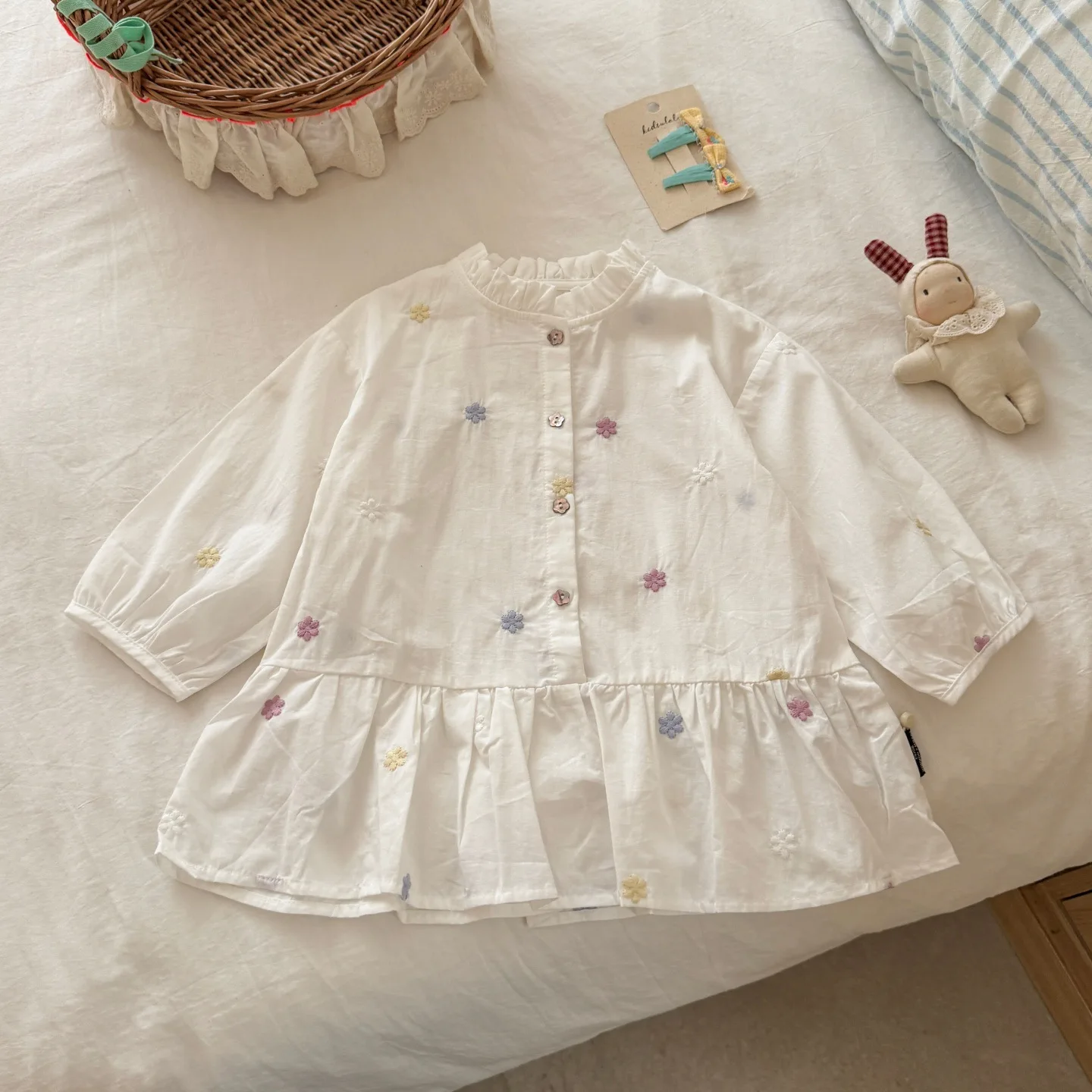 Girls Sweet Childrens Wear Shirt Dress White Fall New Girls Embroidery Trendy Cotton Stunning Princess Dress