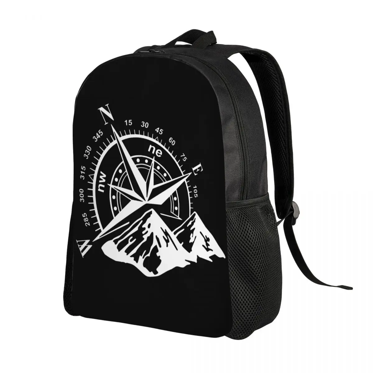 3D Print Navigate Mountain Adventure Compass Backpack for Girls Boys School College Travel Bags Bookbag Fits 15 Inch Laptop