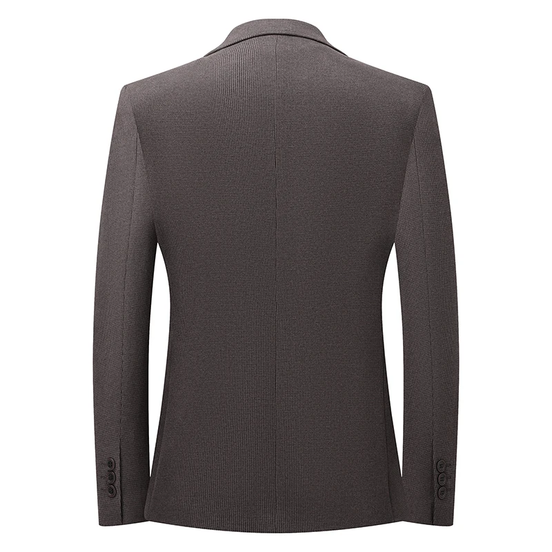 Men Coffee Timeless Suit Jacket Executive Style Blazers Gentlemen Slim Fittting Attire Knitted Garment Business Office