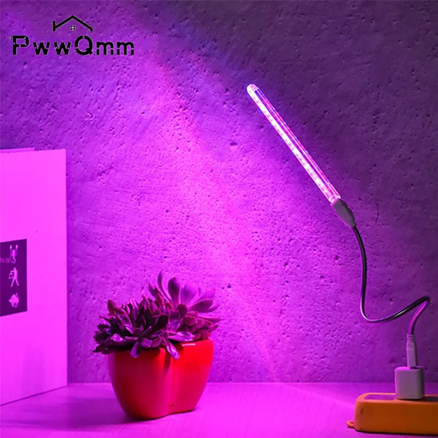 PwwQmm-Lámpara LED para cultivo de plantas, luz de espectro completo USB, luz LED Flexible para crecimiento, Phyto, iluminación hidropónica para