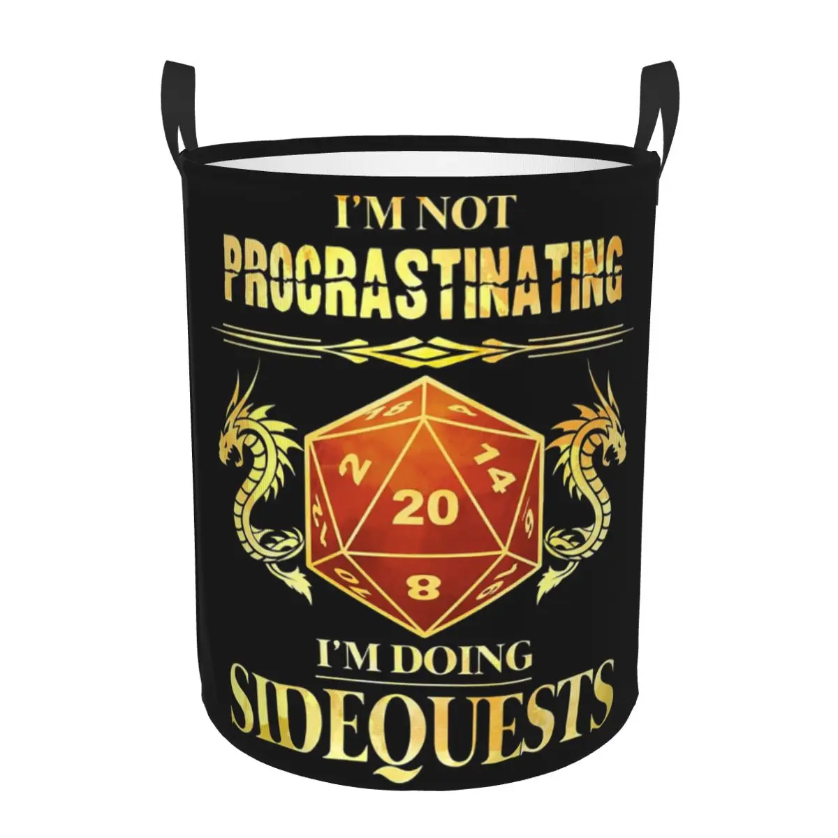 I'm Not Procrastinating I'm Doing Sidequests D20 RPG Foldable Laundry Baskets Dirty Clothes Home Organizer Large Box For Home