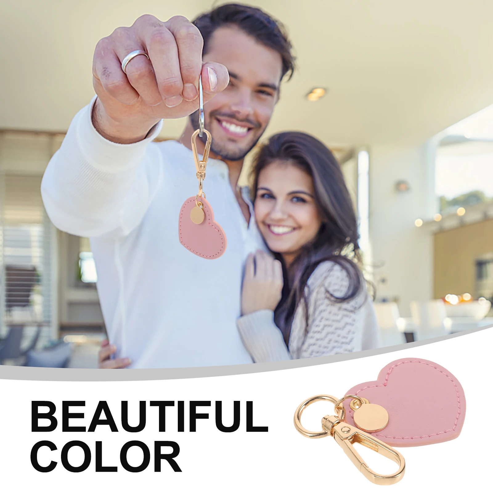 

Heart Shaped Keychain Pink PU Wrist Strap Keyring Pendant Fashion Bag Accessory Decor Heart Key Chain nament