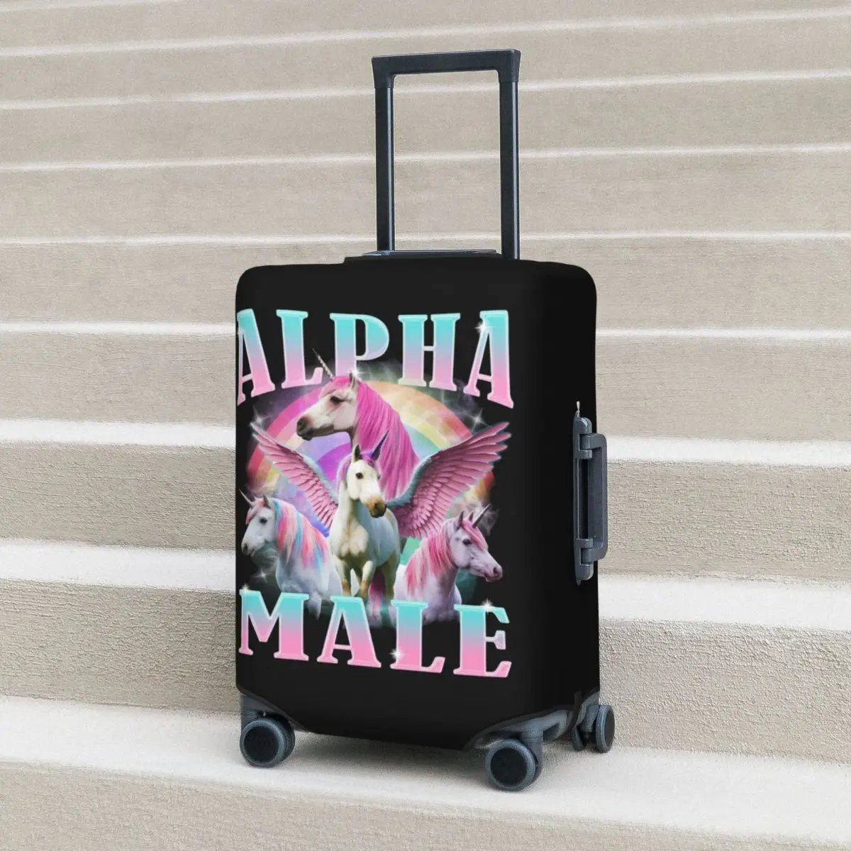 

Alpha Male Unicorn Meme Suitcase Cover Protection Elastic Trip Luggage Protector Covers for 18-32 Inch